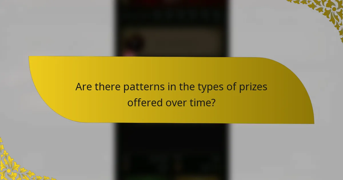 Are there patterns in the types of prizes offered over time?
